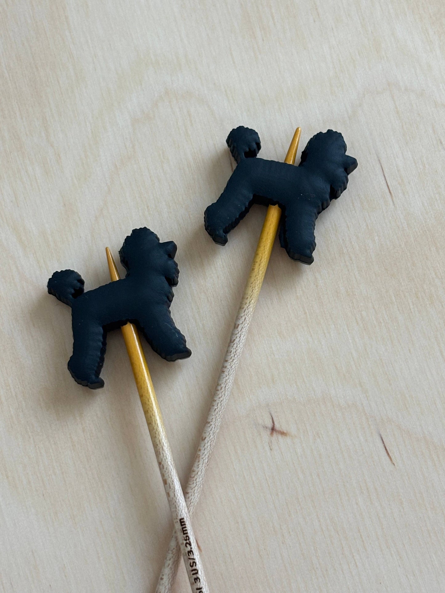 Black Poodle Dog Knitting Needle Point Protectors