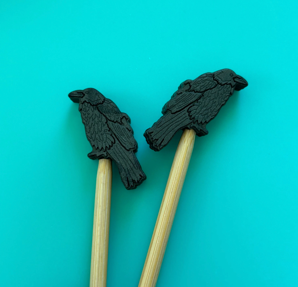 Knitting Needle Point Protectors - Raven Crow Halloween Goth