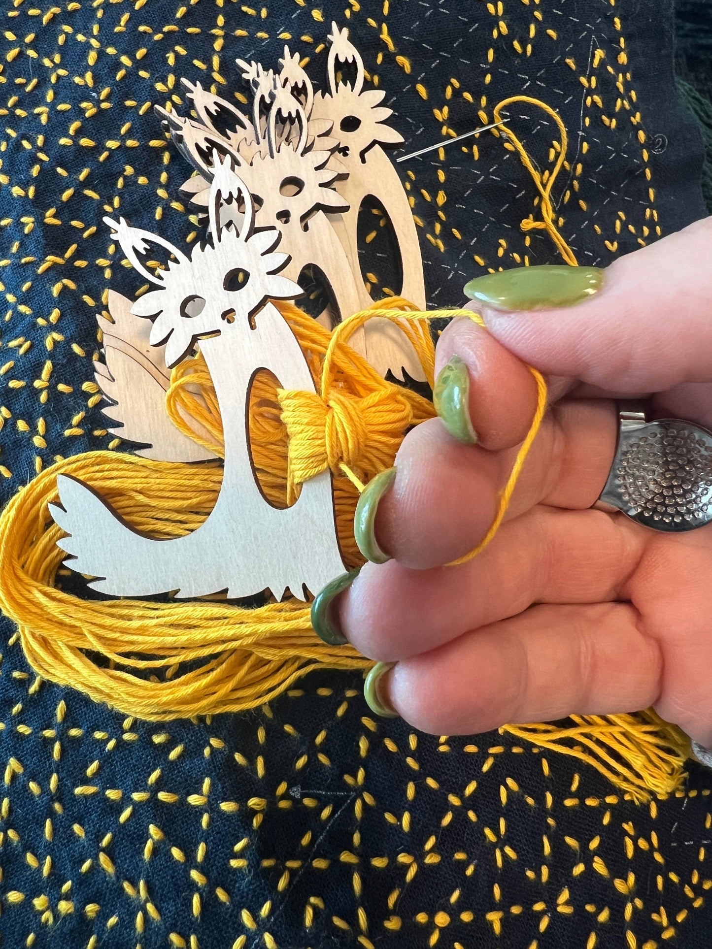 Foxy Bobbins! Sashiko/Embroidery Thread Minder