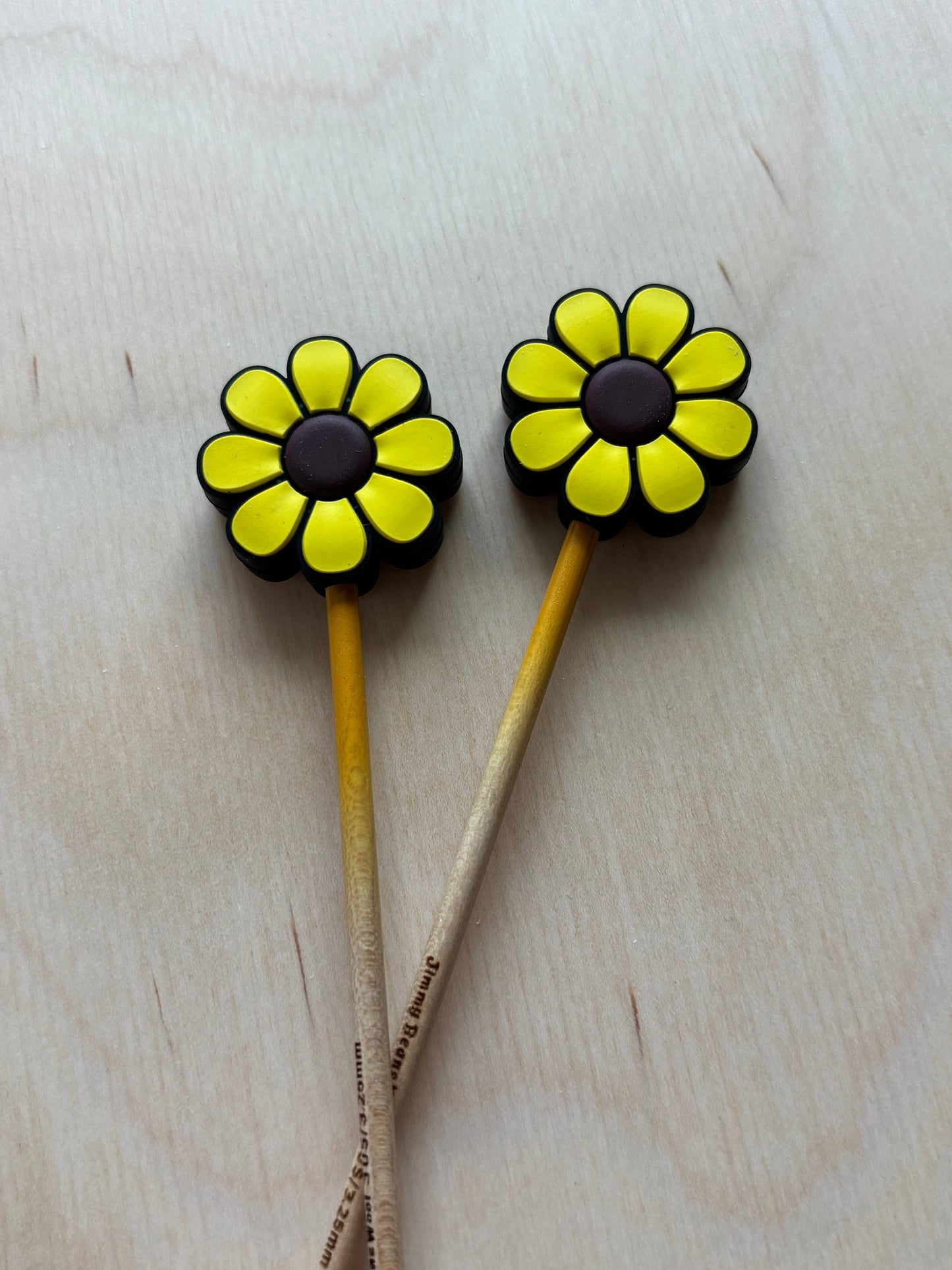 Knitting Needle Point Protectors Sunflower Simple Flower