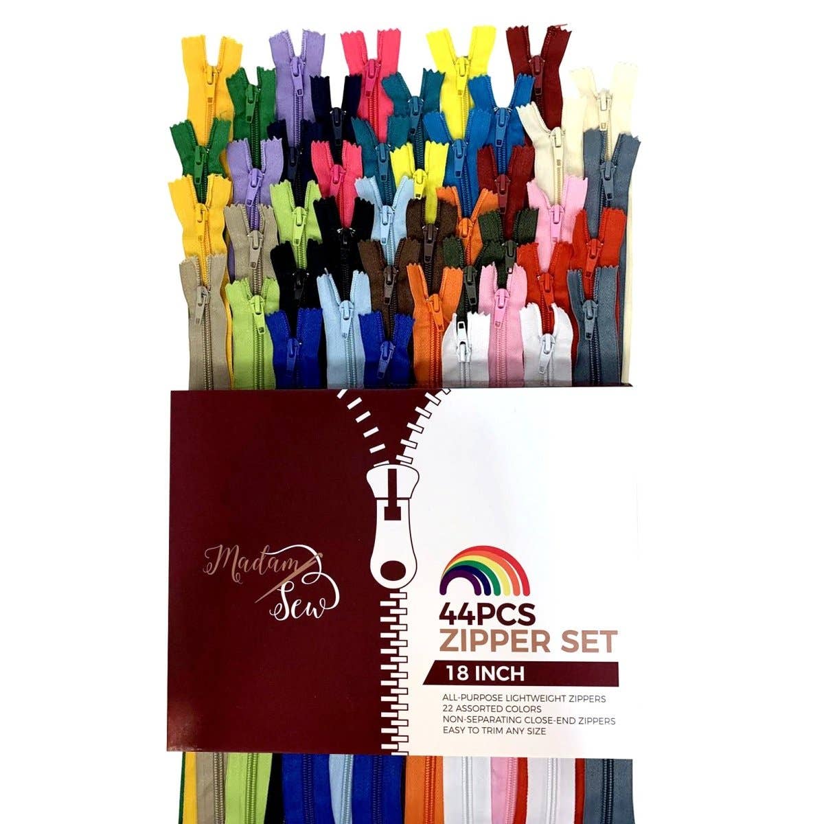 Zipper Sets - 44 pcs/box - 22 colors - Large 18in
