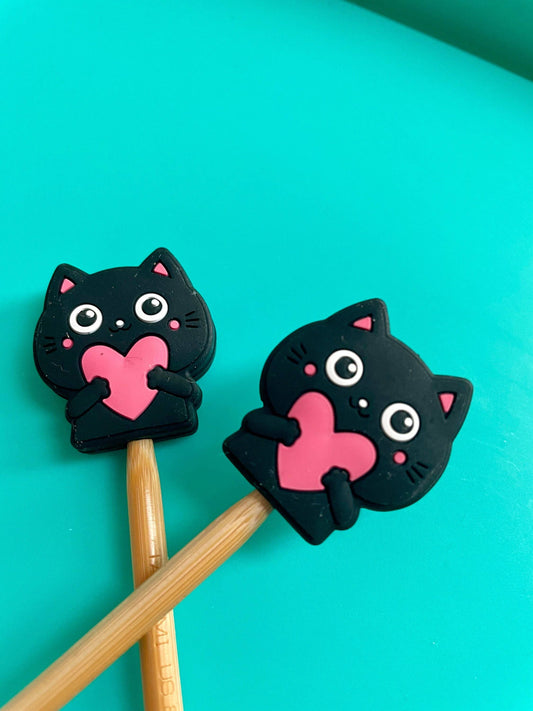 Kawaii Valentine's Day Black Cat Animals Gifts for Knitters