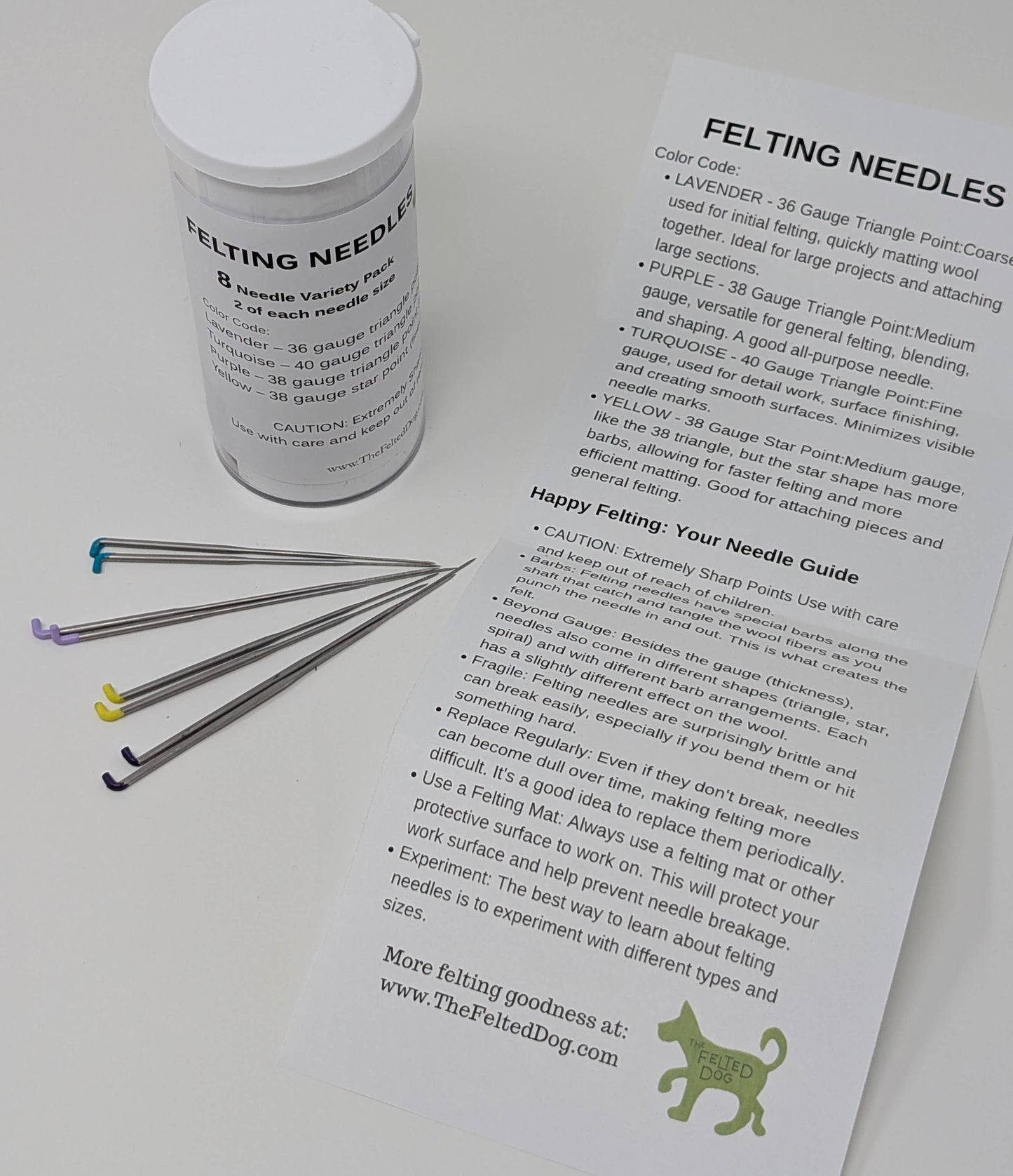 8-Piece Color-Coded Felting Needle Variety Pack