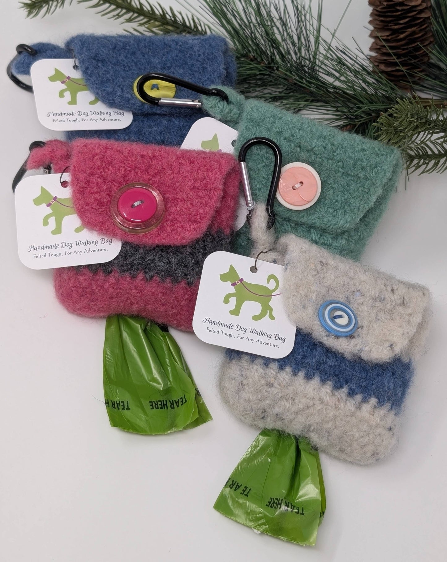 Handmade Felted Dog Walking Bag & Poop Bag Holder