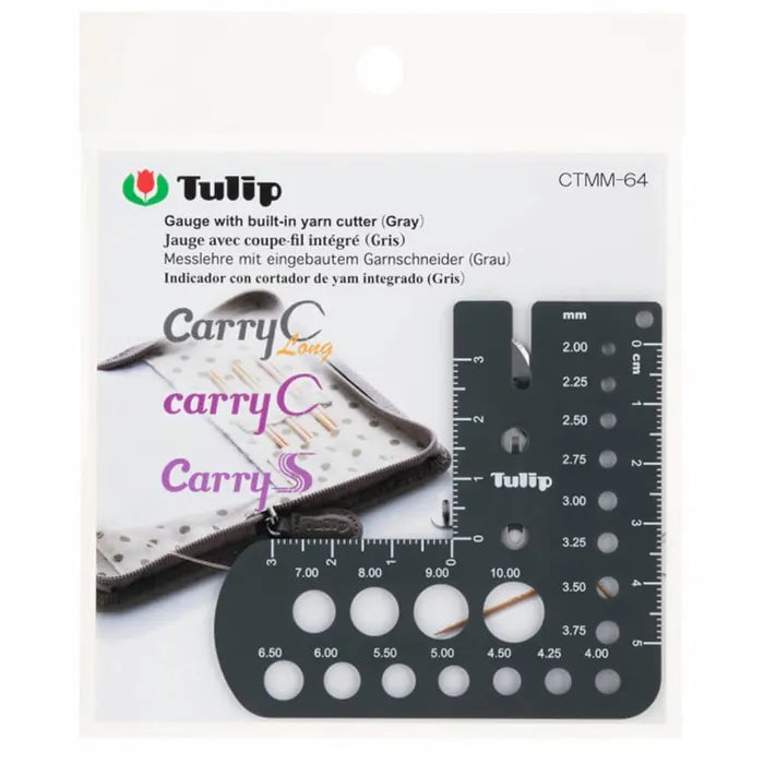Tulip Needle Gauge with Built-in Yarn Cutter