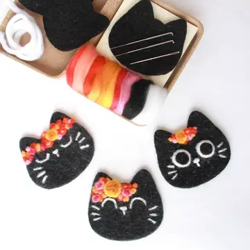 Mini Black Cats Felting Craft Kit